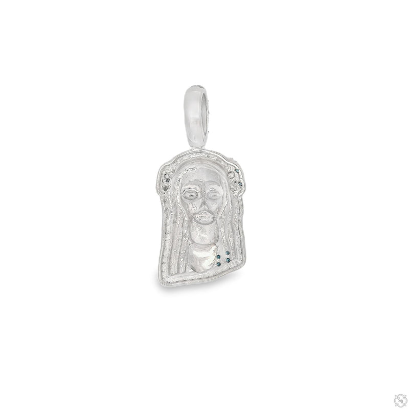 TraxNYC's Blue Diamond Jesus Head Pendant Mini 70191 - Image 3