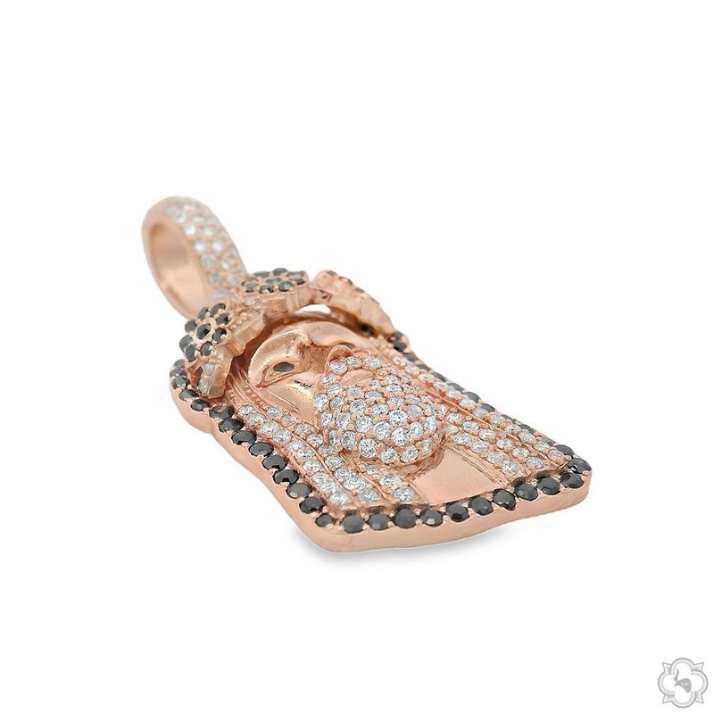 TraxNYC's Black and White Diamond Jesus Head Pendant Mini 70192 - Image 4