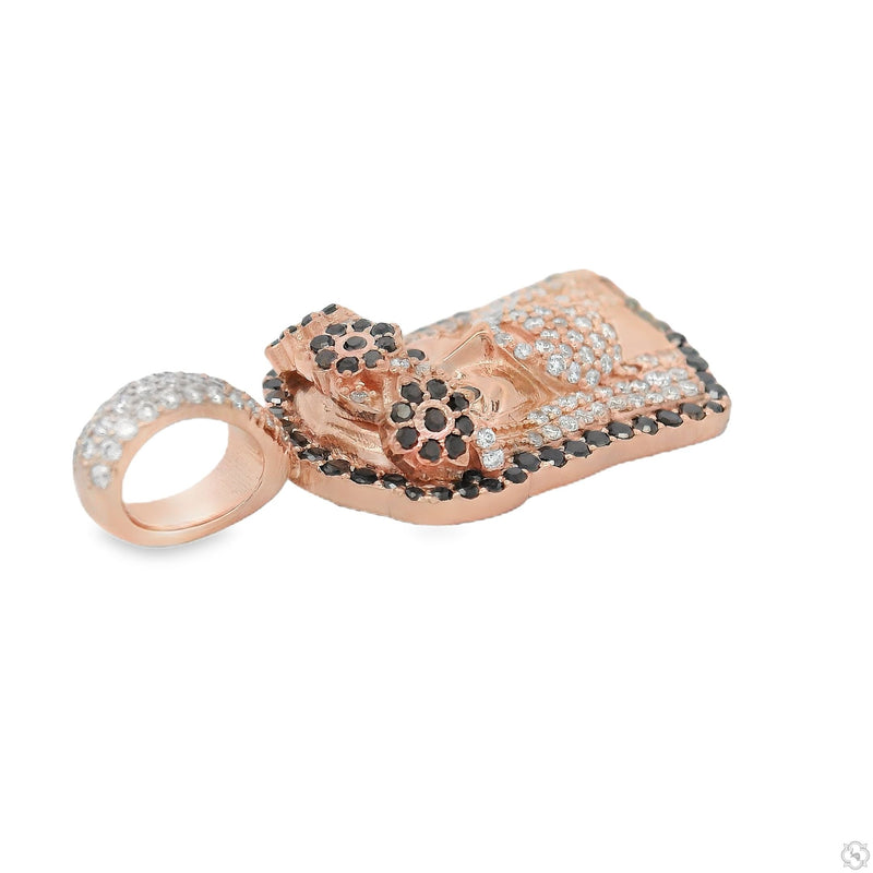 TraxNYC's Black and White Diamond Jesus Head Pendant Mini 70192 - Image 5