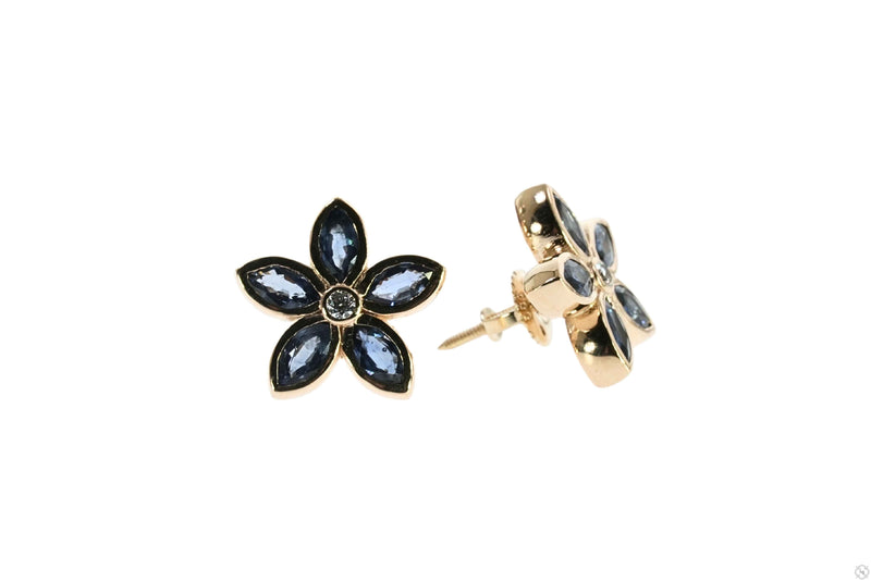 TraxNYC Blue Petal Cluster Earrings 70215 - Image 2