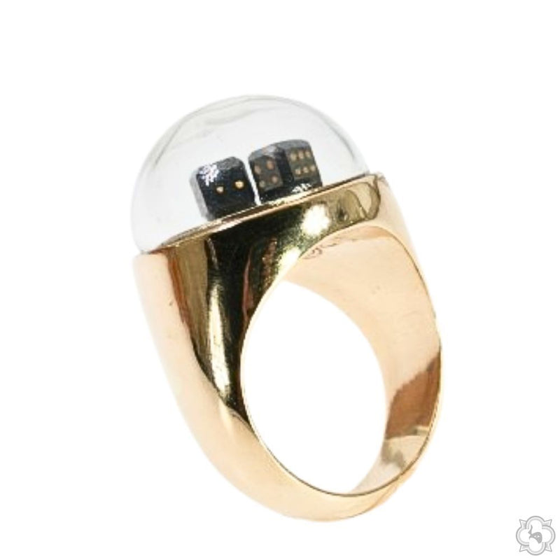 14K Gold Dice Dome Ring, photo 3 of 4