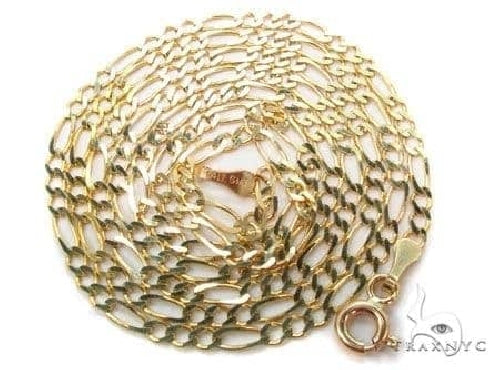 14k Yellow Gold Solid Figaro Chain 3mm 70282 | TraxNYC