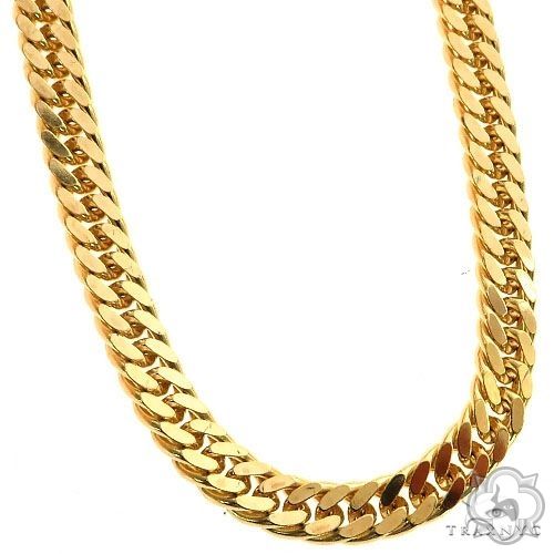 14K yellow gold double curb link chain, 22 inches, 6.3mm men's necklace