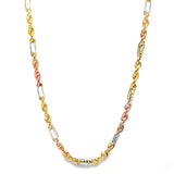 14K Three Tone Gold Solid Figarope Chain 3mm 70300