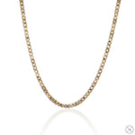 14K yellow gold 2.5mm solid Franco chain necklace with pineapple clasp, polished finish.