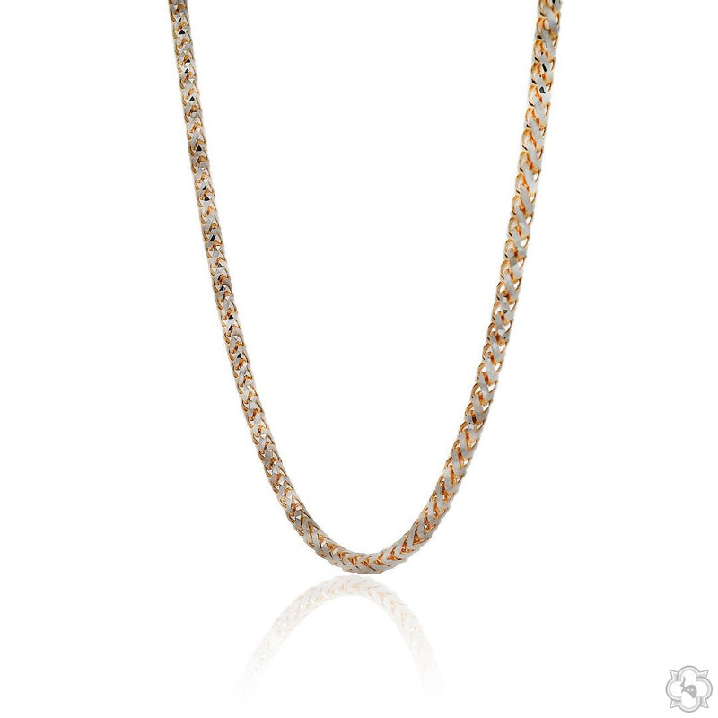 14K yellow gold 2.5mm solid Franco chain necklace with a smooth, tightly linked design.