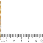 14K gold Franco chain with tight, flat links, 2.5mm thickness shown next to ruler.