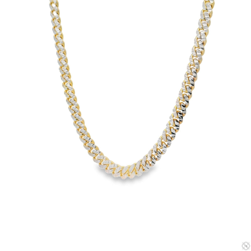 14k Gold Two Tone Diamond Cut Miami Cuban Link Chain 70321 - Image 3