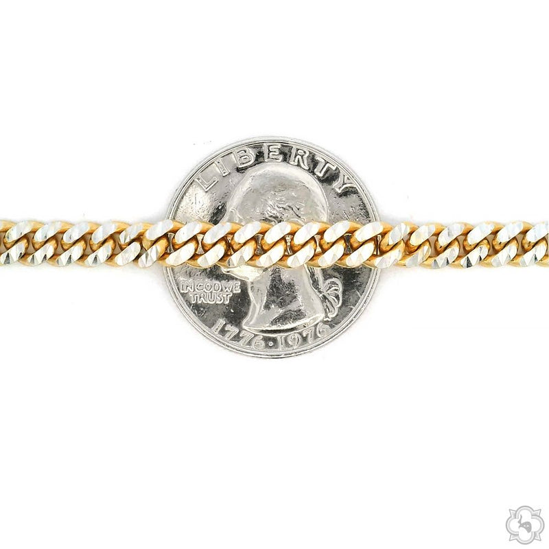 14k Gold Two Tone Diamond Cut Miami Cuban Link Chain 70321 - Image 5