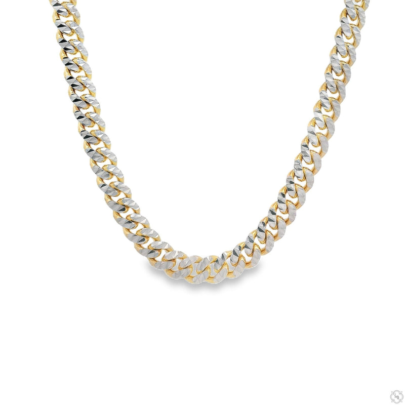 14k Gold Two Tone Diamond Cut Miami Cuban Link Chain 70322 - Image 3