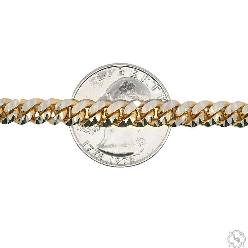 14k Gold Two Tone Diamond Cut Miami Cuban Link Chain 70322 - Image 5