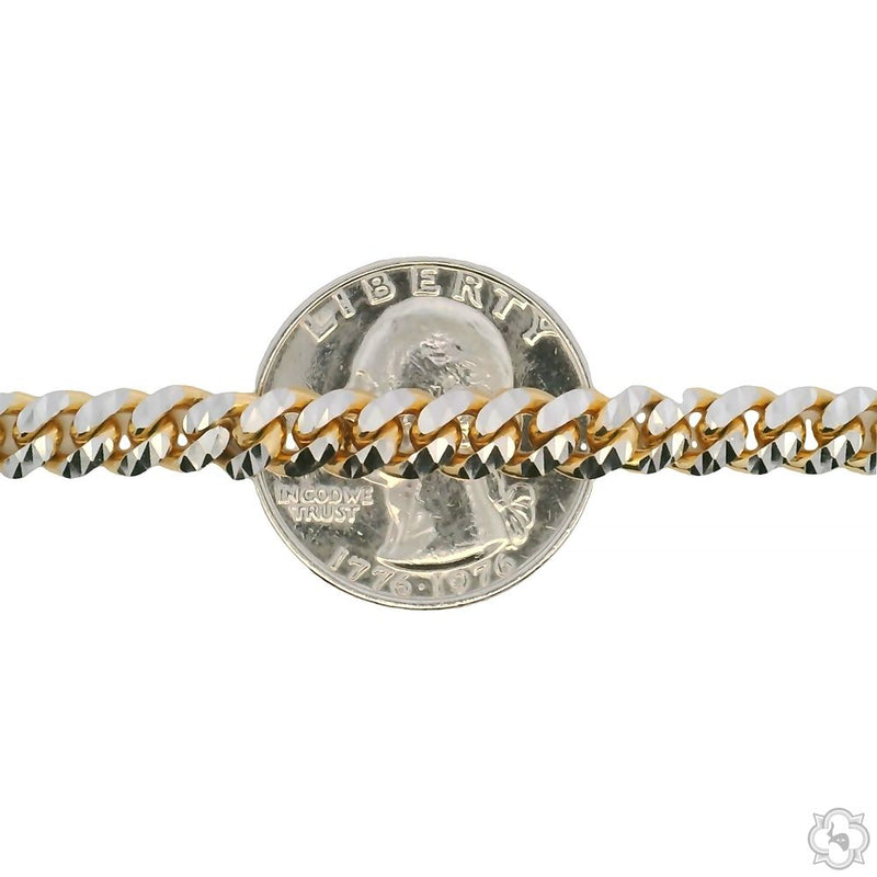 14k Gold Two Tone Diamond Cut Miami Cuban Link Chain 70322 - Image 8
