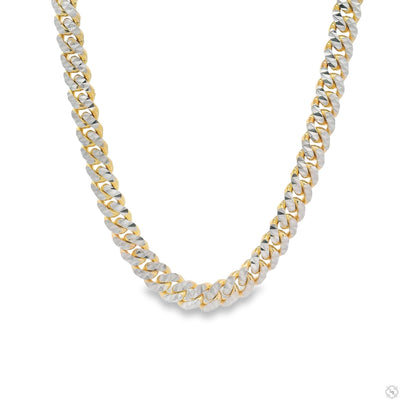14k Gold Two Tone Diamond Cut Miami Cuban Link Chain 70324 - Image 1