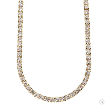 14k gold diamond tennis chain 3.3mm width, 20 inches, continuous brilliant-cut stone setting, flat lay view