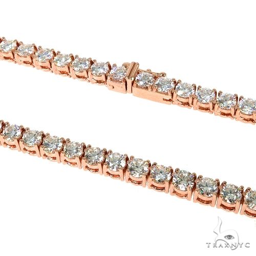 Rose gold 40 PT diamond tennis chain necklace with round-cut diamonds in prong settings