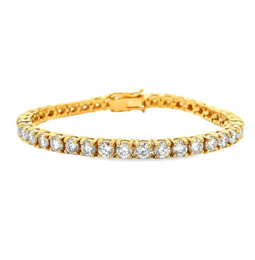 14K gold lab diamond tennis bracelet – round-cut stones in a continuous setting, top-down view
