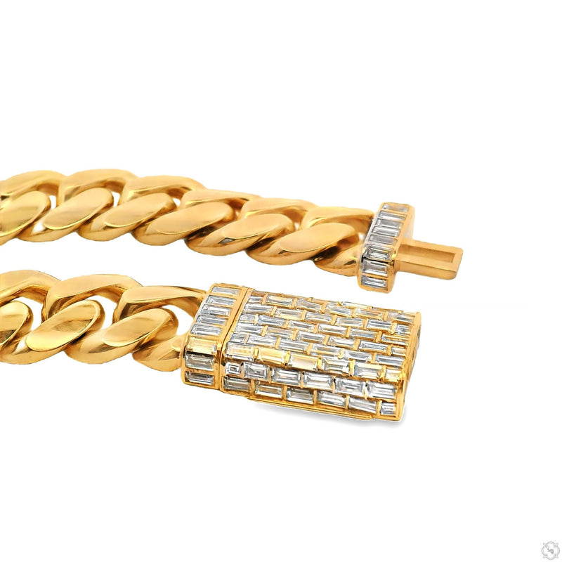 Custom Made Baguette Diamond Lock Miami Cuban Link Bracelet 70348 - Image 3