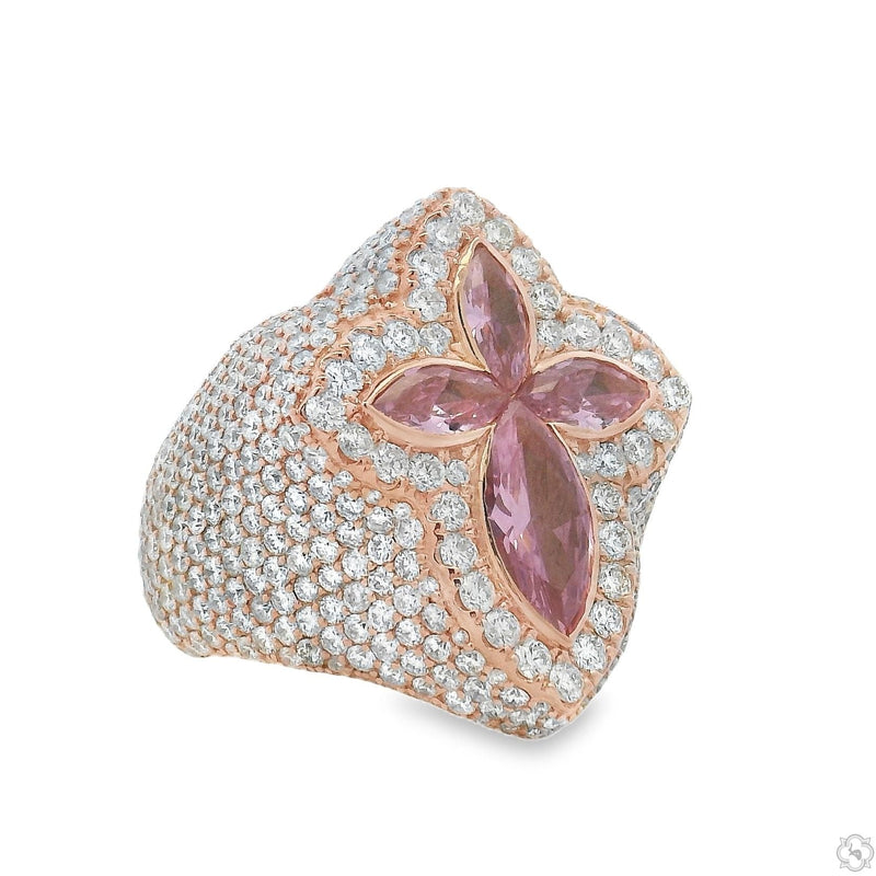 Iceberg Pink Quartz Crystals Diamond Ring 70368 - Image 3