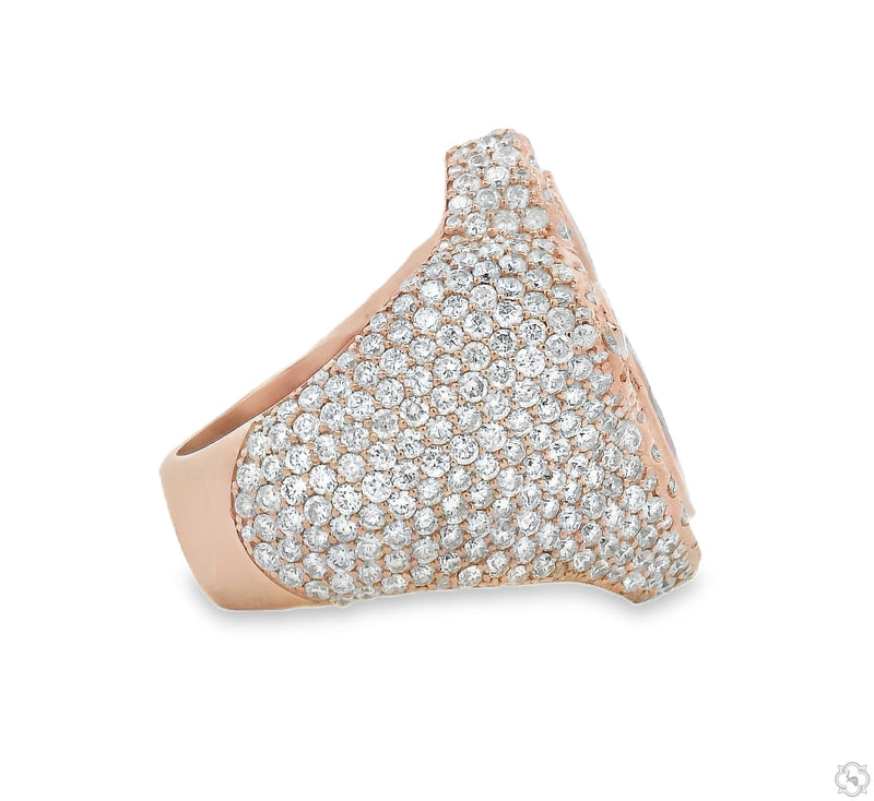 10K Gold Iceberg Pink Quartz Crystals Diamond Ring, photo 4 of 6