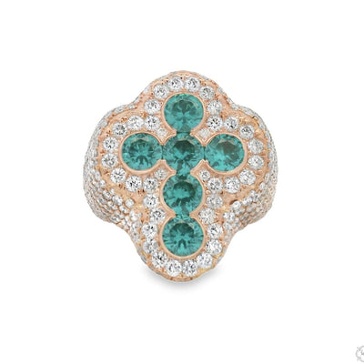 Iceberg Celestial Teal Quartz Crystals Diamond Ring 70372 - Image 1