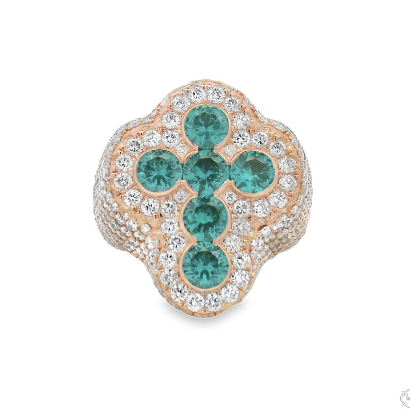 Iceberg Celestial Teal Quartz Crystals Diamond Ring 70372 - Image 1