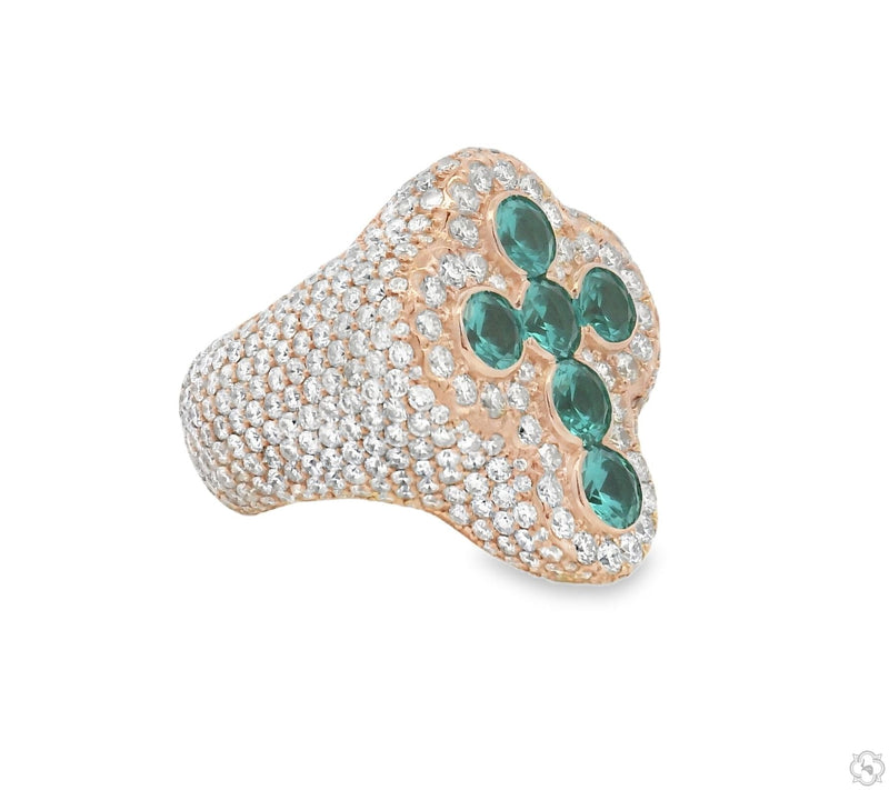 Iceberg Celestial Teal Quartz Crystals Diamond Ring, photo 3 of 6