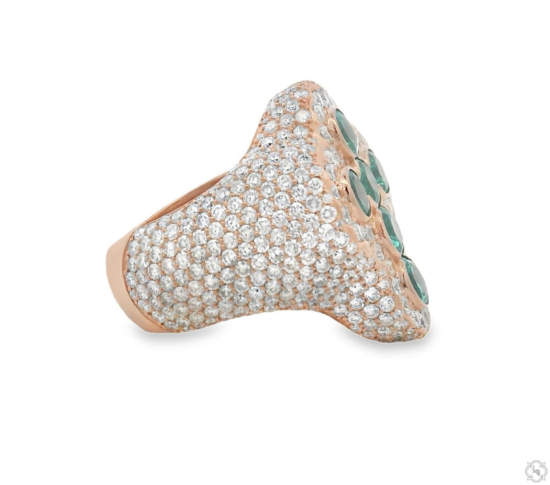 Iceberg Celestial Teal Quartz Crystals Diamond Ring, photo 4 of 6