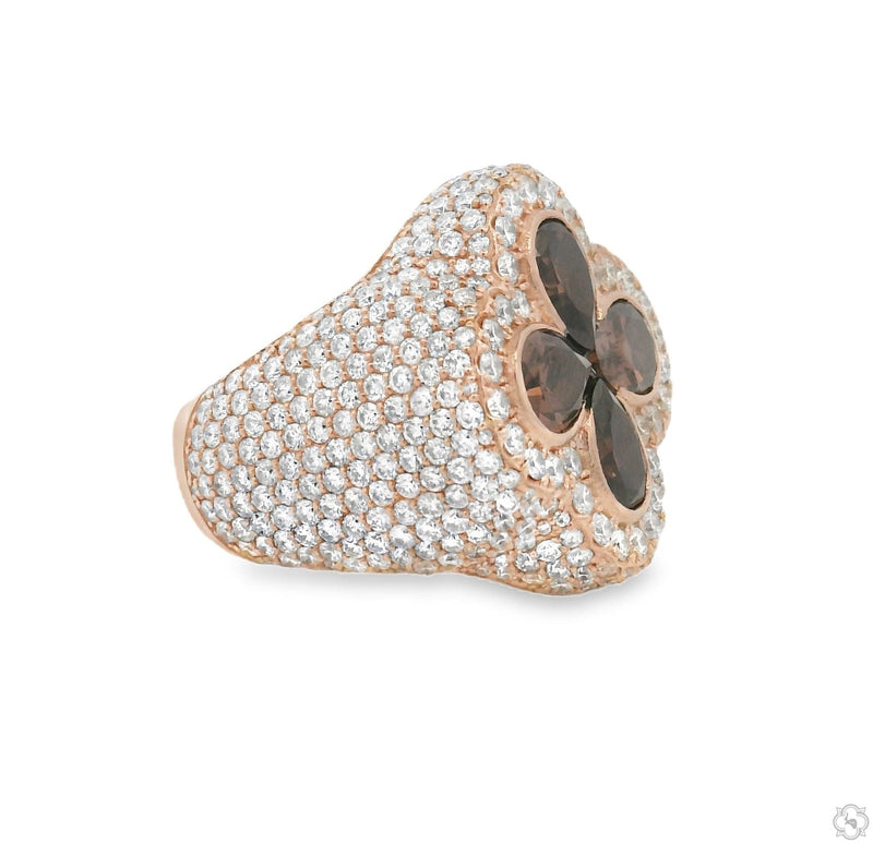 10K Gold Iceberg Midnight Ember Quartz Crystals Diamond Ring, photo 4 of 6