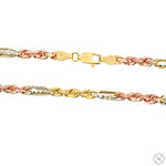 14K Three Tone Gold Solid Figarope Link Chain 16 Inches 3mm 70377 - Image 4