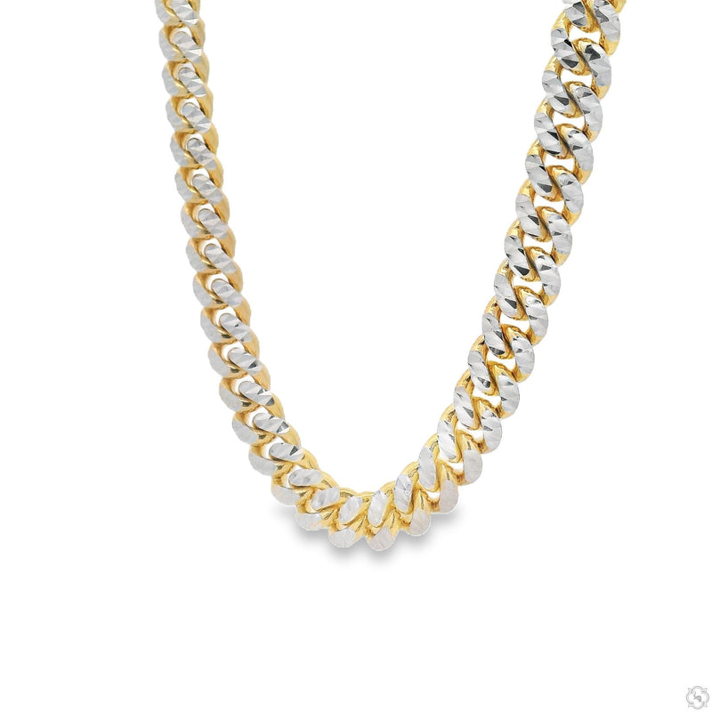 14k Gold Two Tone Diamond Cut Miami Cuban Link Chain 70381 - Image 3