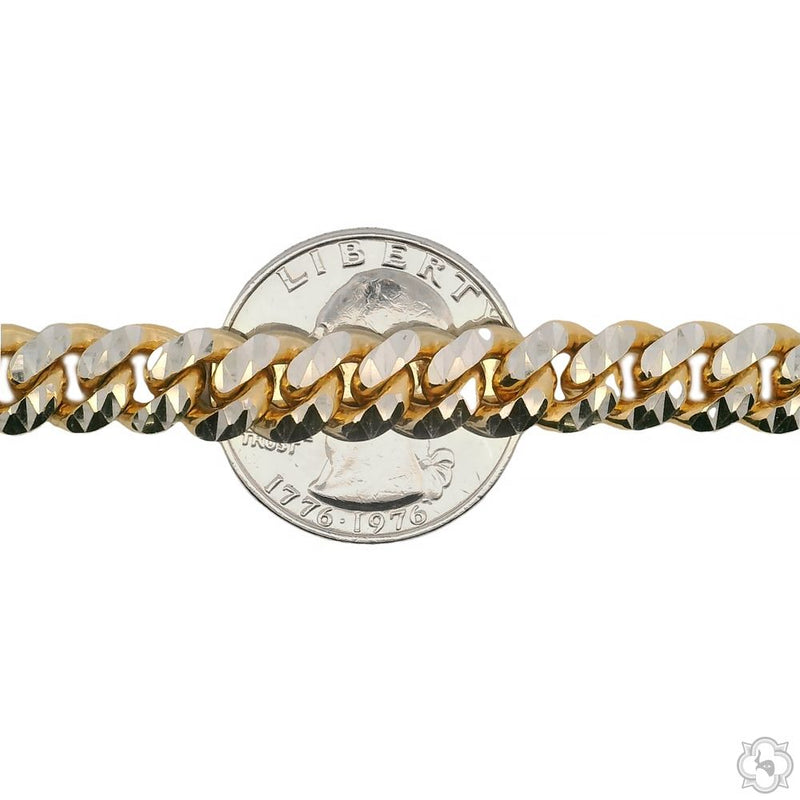 14k Gold Two Tone Diamond Cut Miami Cuban Link Chain 70381 - Image 5