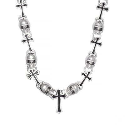 Life and Death Skull Cross Silver Chain
