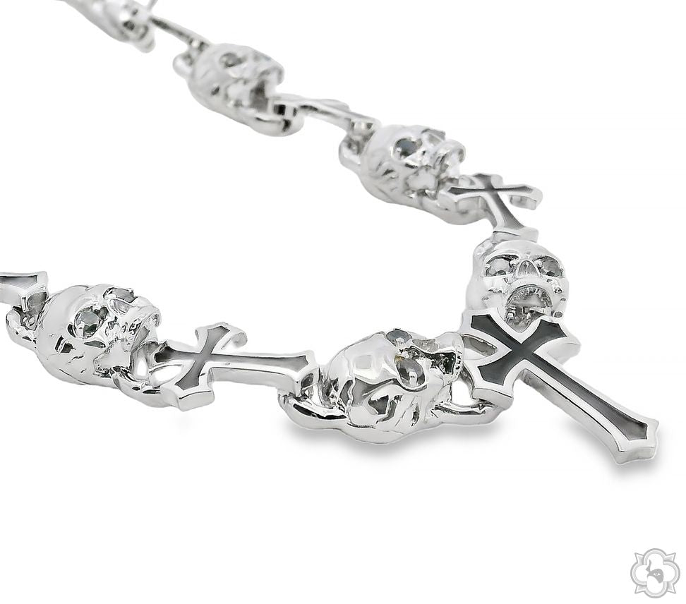 Life and Death Skull Cross Silver Chain 70399 | TraxNYC