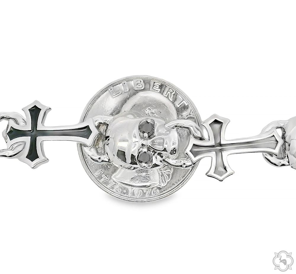 Life and Death Skull Cross Silver Chain 70399 | TraxNYC