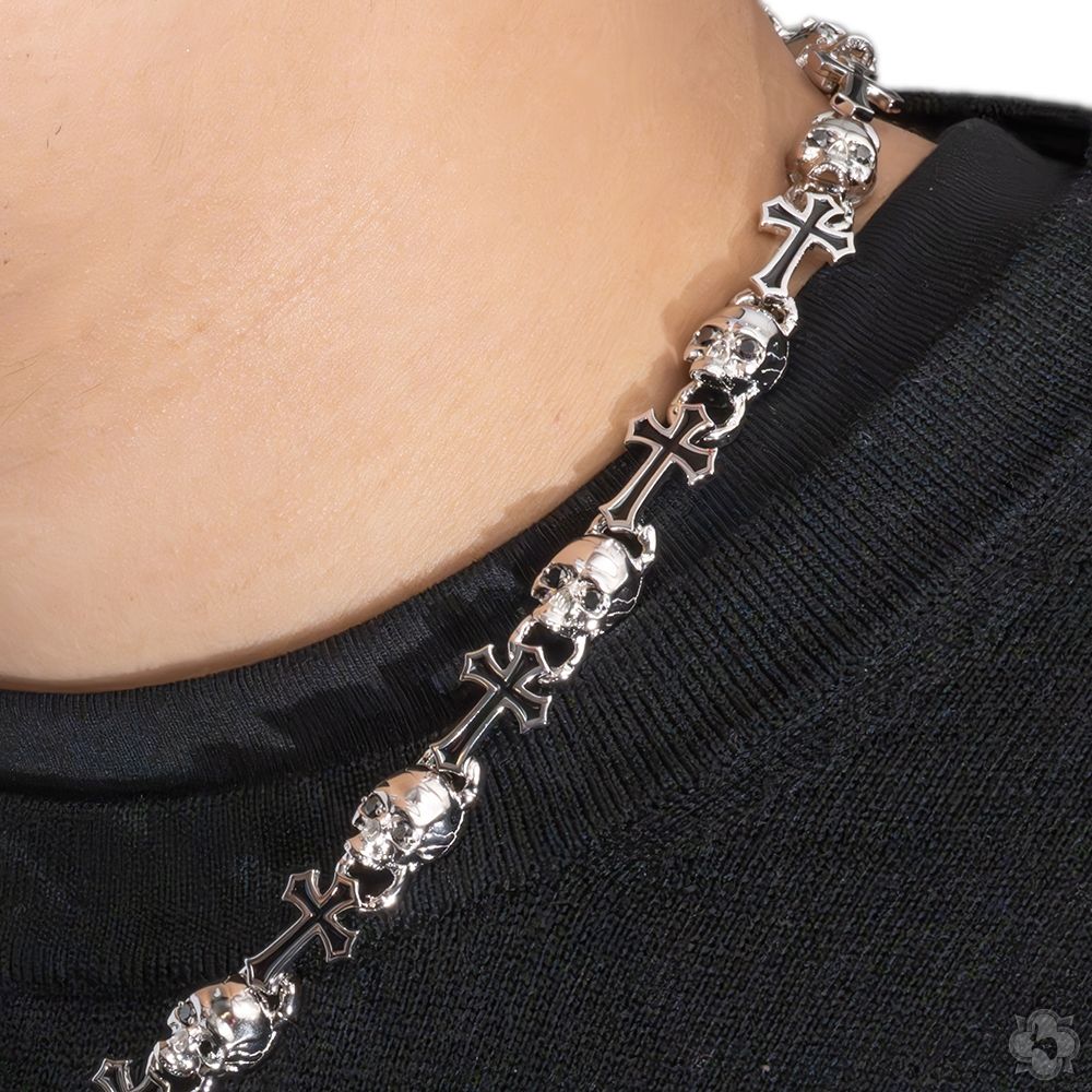 Life and Death Skull Cross Silver Chain 70399 | TraxNYC