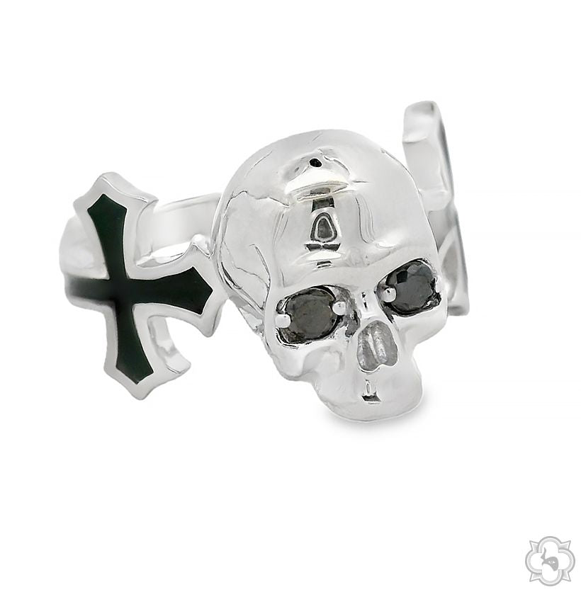 Life and Death Skull Cross Silver Ring 70400 | TraxNYC