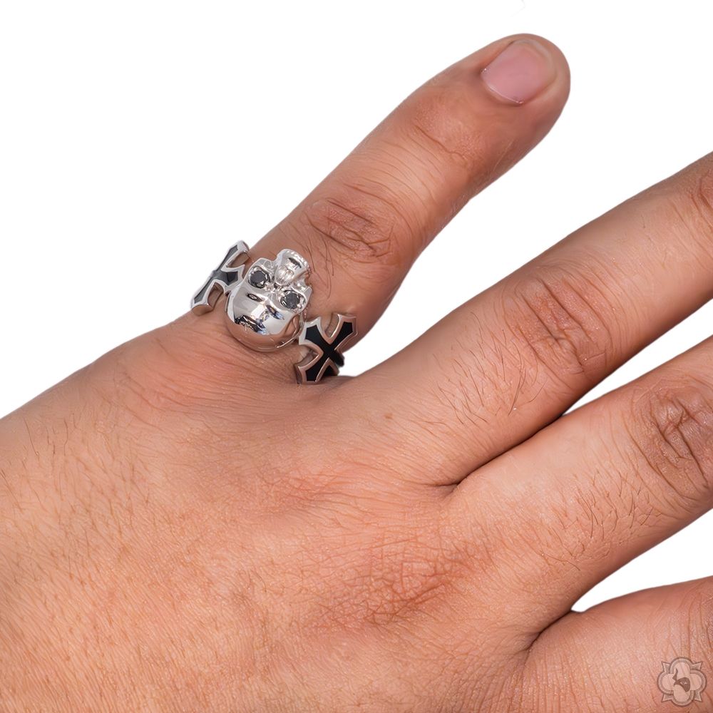 Life and Death Skull Cross Silver Ring 70400 | TraxNYC