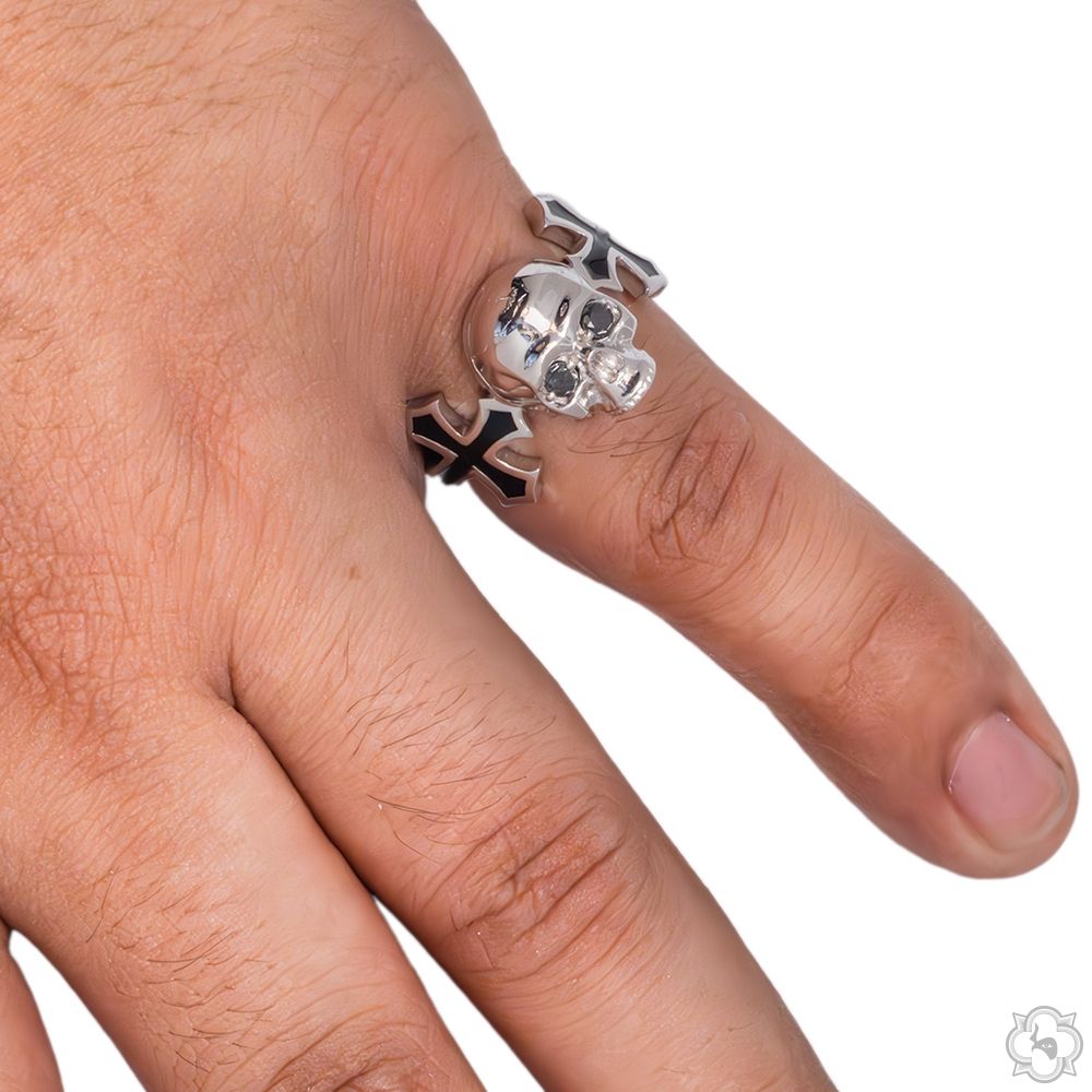 Life and Death Skull Cross Silver Ring 70400 | TraxNYC