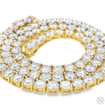 22-inch yellow gold tennis chain with round-cut 80 pointer diamonds.