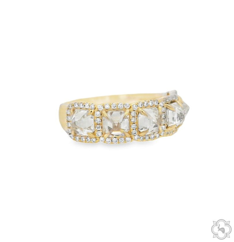 14K Gold Inverted Brilliance Asscher Cut 5 Stone Lab-Grown Diamond Ring, photo 3 of 7