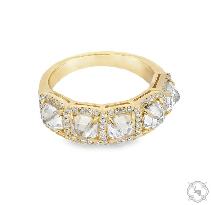 14K Gold Inverted Brilliance Asscher Cut 5 Stone Lab-Grown Diamond Ring, photo 5 of 7