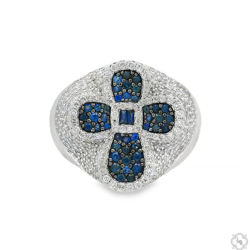 Sapphire Cross Diamond Ring 70420 - Image 1