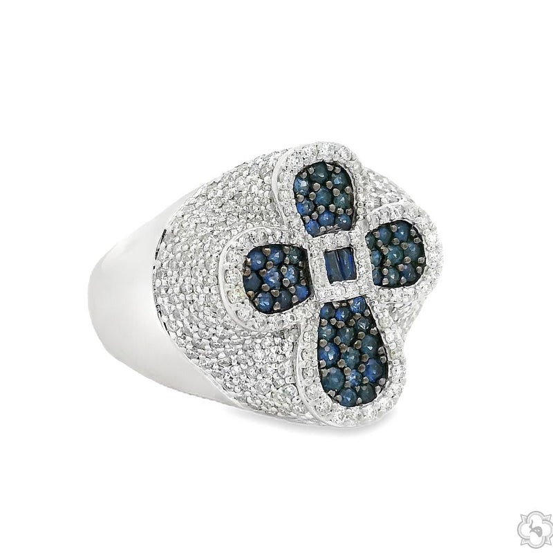 Sapphire Cross Diamond Ring 70420 - Image 3