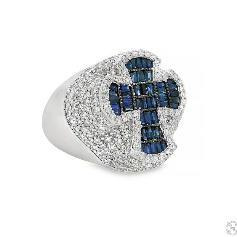 Sapphire Cross Diamond Ring 70421 - Image 2