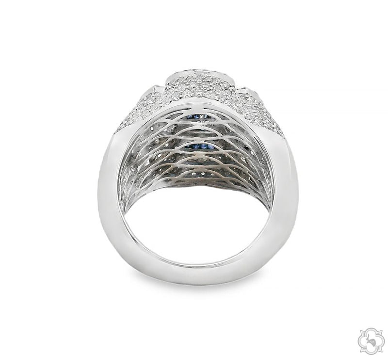 14K Gold Sapphire Cross Diamond Ring, photo 5 of 6