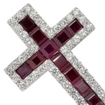 Blood Red Princess Cut Sapphire Diamond Cross 70423 - Image 3