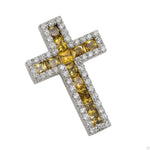 Golden Light Princess Cut Sapphire Diamond Cross 70424 - Image 2