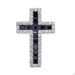 Mystic Blue Princess Cut Sapphire Diamond Cross 70425 - Image 1