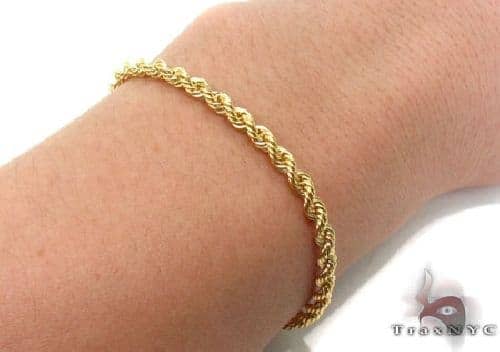 14K Yellow Gold Diamond Cut Solid Rope Bracelet 70434 - Image 5