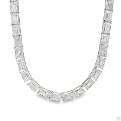 Emerald Cut Platinum Lab-Grown Diamond Tennis Chain 70453